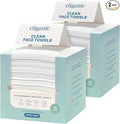 Cliganic Clean Face Towels XL, Multi-Pack (100 Count), Disposable, Ultra-Absorbent, Hypoallergenic & Soft - Makeup Remover Dry Wipes, Pamper Your Face, Hygienic Towelettes, for All Skin Types