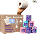 Bim Bam Boo 100% Bamboo Organic Chemical-Free Bulk Toilet Paper, Cloud-like Softness, Plant-Based Sustainable Tree-Free Bathroom Tissue, 24 Eco-Friendly Rolls, 2 Ply, 295 Sheets for RV and Camping