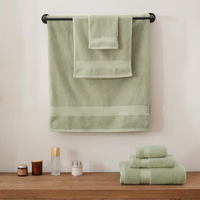 COZYART Luxury Hand Towels 4 PCS, Sage Green 100% Turkish Cotton 650 GSM | OEKO-Tex 100 Certified Zero Twist Ring Spun, Soft Absorbent Quick Dry, Plush Fluffy, Breathable Hotel Quality for Daily Use