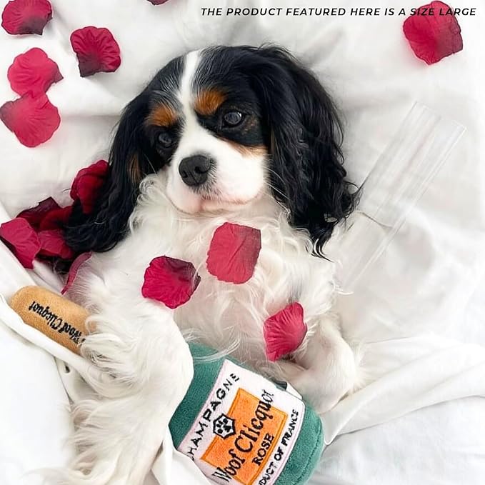 Haute Diggity Dog Woof Clicquot Rose', Plush Designer Dog Toys with Interactive Squeaker, Stimulating Pet Enrichment, Machine-Washable & Safe Materials for All Breeds, Size Large