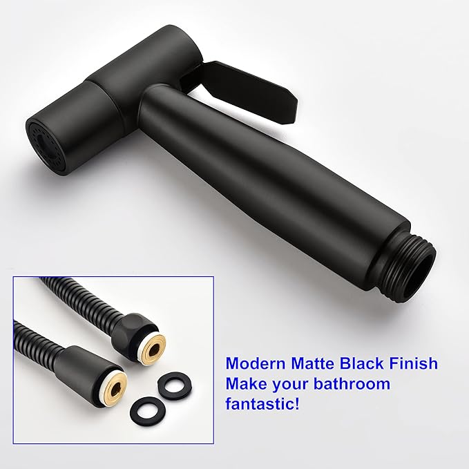 SHAMANDA Handheld Bidet Sprayer for Toilet, Stainless Steel Baby Cloth Diaper Sprayer Kit, Bathroom Toilet Bidet Attachment Set for Bathing Pets Feminine Hygiene, Matte Black BDS01-7