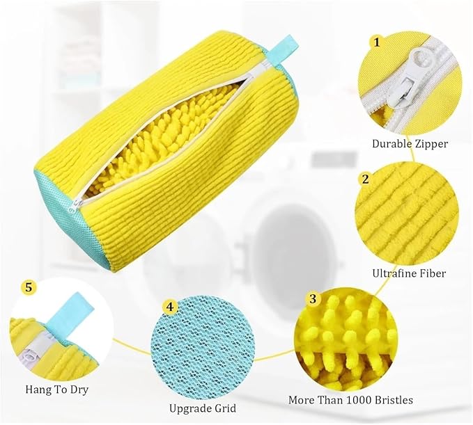 1/2/4pcs Laundry Bag Shoe Washing Bag Padded Net Protector(Yellow,1pc)