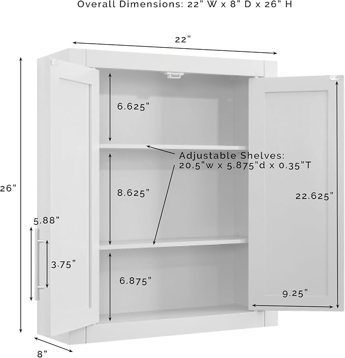 Crosley Furniture Savannah 2-Piece Wall Storage Cabinet, Cabinets for Laundry, Bathroom, Kitchen, White