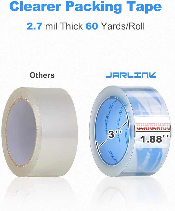 JARLINK 2 Dispenser Guns with 2 Rolls Tape Bundle with Clear Packing Tape (18 Rolls) for Shipping Packaging Moving Sealing