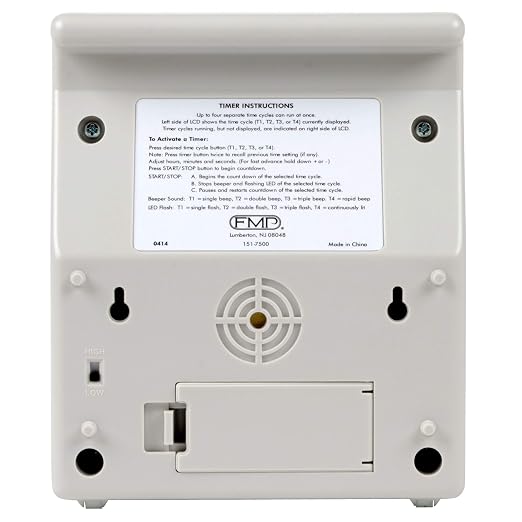 FMP Digital 4 Channel Commercial Kitchen Countdown Timer, Water Resistant, 7-inch Height, White