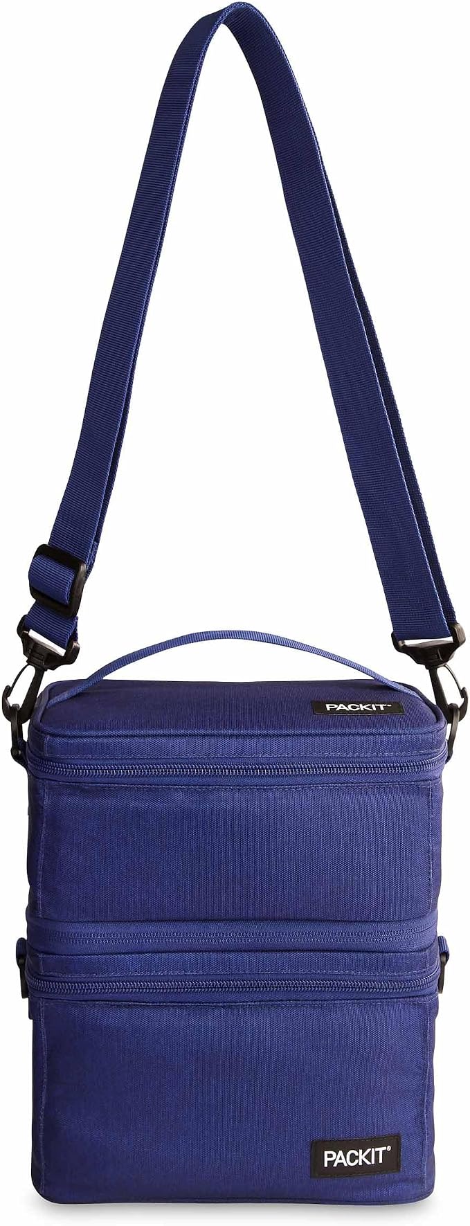 PackIt Mod 3-In-1 Lunch Box for Men and Women, True Blue, Black with EcoFreeze Technology (Built-in Ice Packs), Removable Crossbody Strap, Designed for Outdoor, Work & Everyday Use