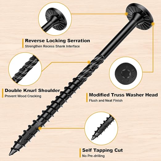 #14 x 6 Wood Structural Lag Screws | 108Pcs Star Drive Decking Wood Screws, Rust Resistant Timber Screws for Timber/Log/Landscaping Wood