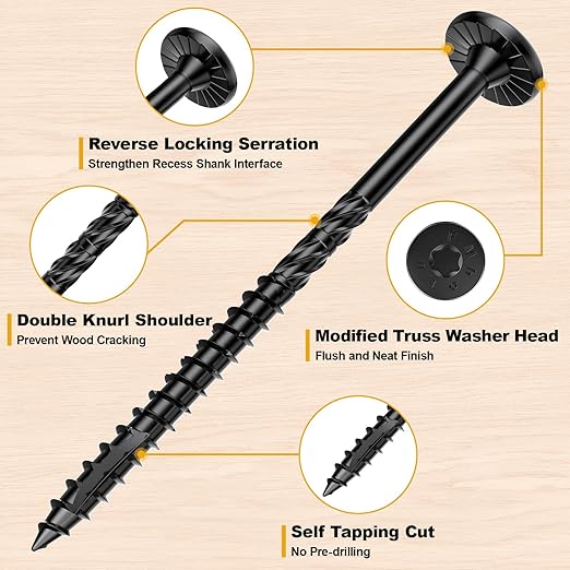 #14 x 5 Wood Structural Lag Screws | 108Pcs Star Drive Decking Wood Screws, Rust Resistant Timber Screws for Timber/Log/Landscaping Wood