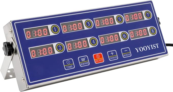 Professional Commercial 8 Channel Multiple Kitchen Timers Digital Calculagraph Programmable Loud for Restaurant Food Fryer Baking Cooking Stainless Steel Heavy Duty.