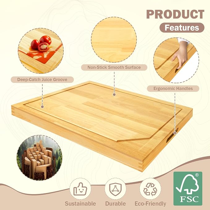 4 In 1 Noodle Board Stove Cover Lightweight Cutting Board Wood Stove Top Covers for Electric Stove, Glass Gas Stove Cover for Gas Burners - 30" x 22"