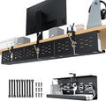 KEEGH 16" Under Desk Cable Management Tray, No Drill Clamp Mount, Extra Large Desk Cord Organizer Upgrade Capacity, Cord Management Tray for Home Office, Gaming Desk, Standing Desk, Black, 3 Pack