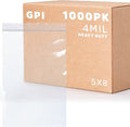 5" x 8" Heavy-Duty Zip Bags - 200 Count - Clear Plastic Reclosable Zipper Baggies, 4 Mil Thick Freezer Storage Poly Bags with Resealable Zip Top Lock for Packaging Food, Tools & Sharp Objects.