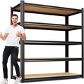 71" H x 45.6" W Garage Shelving, 5-Tier Adjustable Metal Storage Shelves, Utility Steel Storage Rack for Garage, Warehouse, Pantry, Basement, Industrial & Workshop Organization,17.7" D