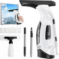 Cordless Window Vacuum Squeegee with Extension Pole, Electric Window Cleaner with Water Collection Tank, Portable Cleaning Kit for Glass Doors, Windows, Mirrors and Car（White）
