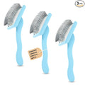 Slicker Brush for Dogs - Long Pin for Poodles, Doodles & Long Haired Dogs, Deshedding & Dematting Tool, Slicker Dog Brushes for Grooming (3 Baby Blue, Flat Large Bundle)