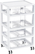 Vtopmart Plastic Drawer Storage Orangizer, 4 Tier 6 Drawers with Wheels for Office Supplies, Art Crafts, Under Desk Storage for Office, Bathroom, Dresser, 1 Pack/Clear