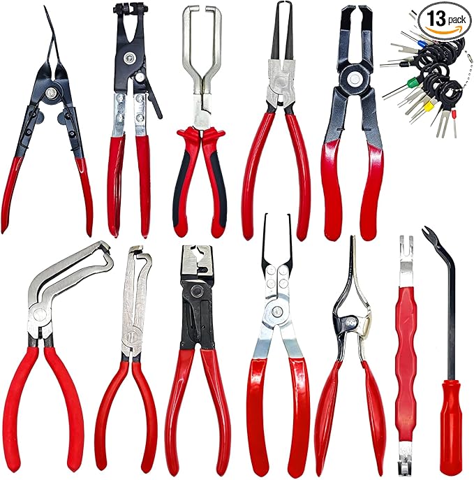 12PCS Auto Fuel Line Disconnect Tool & Electrical Disconnect Pliers Set, Trim Removal Tool & Automotive Electrical Terminal Connector Separator Removal Tool Kit, Automotive Repair Tool Kit