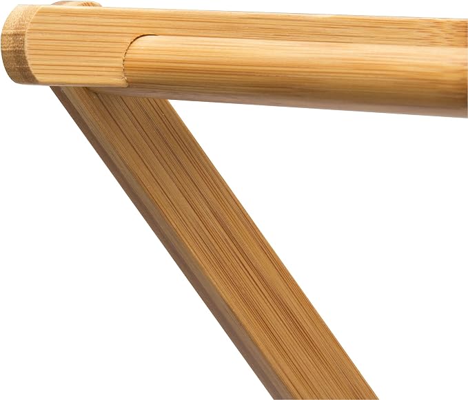 Household Essentials Bamboo Folding Clothes Drying Rack, Upscale Laundry Rack with 11 Dowels, Environmentally Friendly, Stable Frame, Shelf for Drying Flat