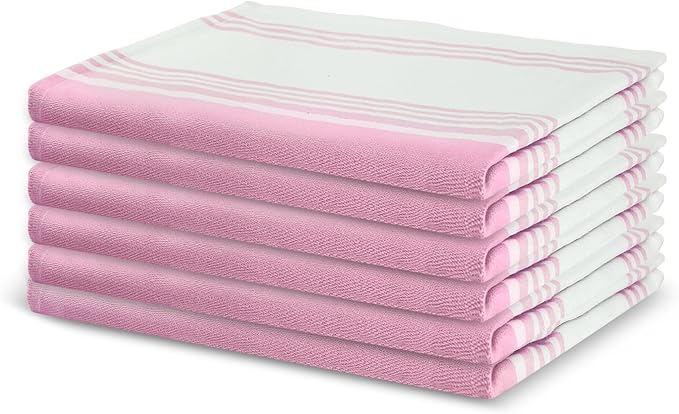 Urban Villa Easter Kitchen Towels 100% Cotton Dish Towels for Kitchen (Set of 6)20”x30” Dish Cloths Highly Absorbent Kitchen Linen Set with Hanging Loop Perfect for Drying Dishes Cleaning Towels-Pink