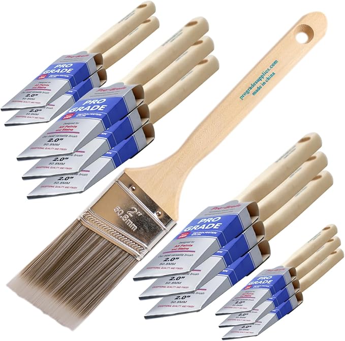 Pro Grade - Paint Brushes - 12Ea 2" Angle Brushes