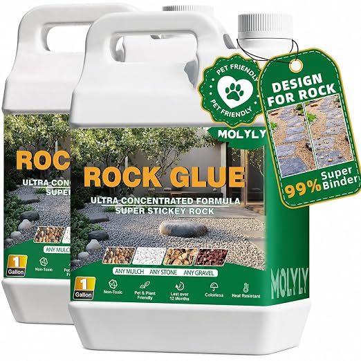 Rock Glue for Landscaping - 2 Gallon Mulch Glue and Gravel Binder | Fast-dry, non-toxic rock glue for landscaping,bonds gravel,mulch,pebbles and stones for patios,garden,paths and flower beds