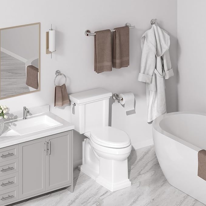 USHOWER Polished Chrome Bathroom Accessories Set, 24-Inch Towel Bar Set Wall Mounted, Durable SUS304 Stainless Steel Bathroom Hardware Set, 8-Piece