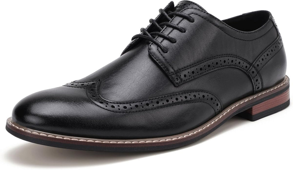 Mens Classic Cap Toe Dress Shoes Oxford for Office | Polished PU Outer Shell,Ventilated Comfortable Latex Insole. Formal Footwear Suited for Office Engagements ,Outings,Weddings