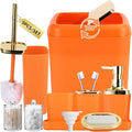 XLHOMO Bathroom Set, 9PC Bathroom Accessory Set, Orange Bathroom Accessories, Orange Bathroom Set, Trash Can, Soap Dispenser for Home Decor