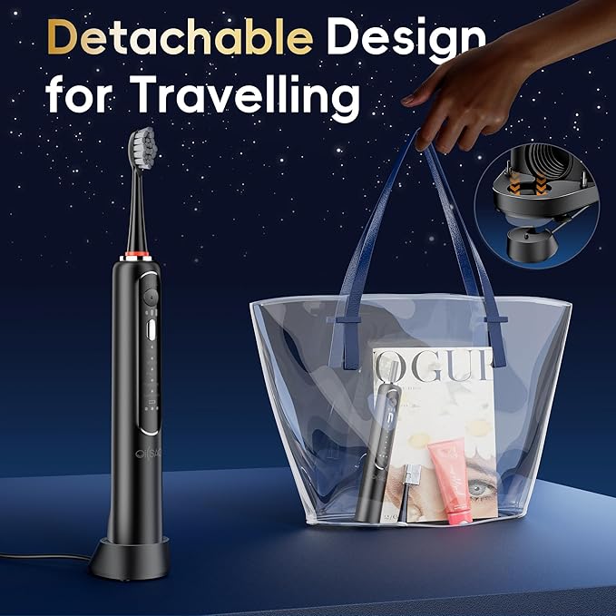 Electric Toothbrush with Water Flosser Combo, 3-in-1 Sonic Flossing Toothbrush and Dental Water Flosser for Teeth Cleaning, Gum Care, Braces, Bridges, Adults, 5 Brush Modes, 500ML, Black