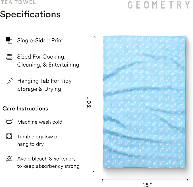 GEOMETRY Tea Towels – Spring & Summer Collection – Quick-Dry, Ultra-Absorbent, Reusable Microfiber Kitchen Towels for Drying & Cleaning - Horizon - 3 Pack