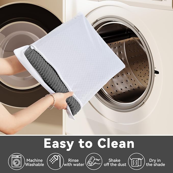 Triohero Bathroom Rugs Non Slip Washable, Super Absorbent Thin Bath Mat Small Quick Dry Low Pile Bathroom Rug, Dark Grey 16"x24"