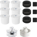 PETIMI Accessories Set (Replacement Filter & Water Pump Sponge) for Pet Water Fountain- 6 pcs Packed Filters and 3 pcs Packed Sponges, Fits PETIMI Glass & Ceramic Pet Fountain Series
