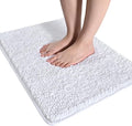 LOCHAS Luxury Bathroom Rug Shaggy Bath Mat 24 x 36 Inch, White | Washable Non Slip Bath Rugs for Bathroom Shower, Soft Plush Chenille Absorbent Carpets