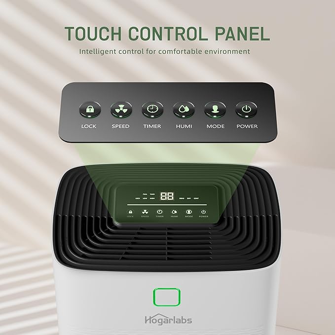 100 Pints Dehumidifier for Basement Home, Smart Silent Dehumidifier with Drain Hose, 1.32 Gal Water Tank, Intelligent Humidity Control, 24H Timer, for Large Room Bathroom Bedroom