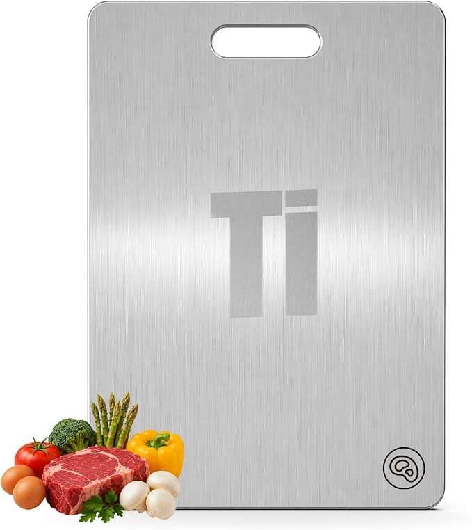 Titanium Cutting Board for Kitchen, Double Sided Food Grade Metal Cutting Board, Non Toxic Dishwasher Safe Chopping Board,Durable Knife Friendly,12”×9”Small,1PC
