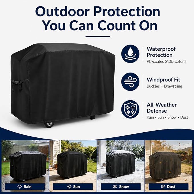 Grill Cover for Cuisinart CGG-440 Portable Gas Grill with Rolling Cart 2025–2026, Outdoor Grill Covers Waterproof Windproof Anti-UV, 210D Oxford BBQ Cover Universal for Patio Garden