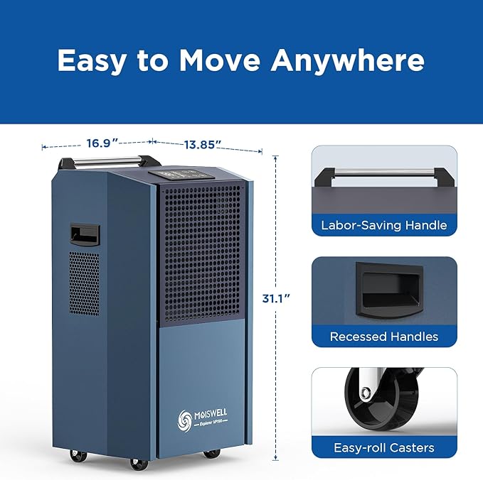 190 Pints Commercial Dehumidifier with Pump for Basements, Industrial Heavy Duty Commercial-grade Portable Dehumidifiers for Large Spaces Warehouse Grow Room, Water Damage Restoration