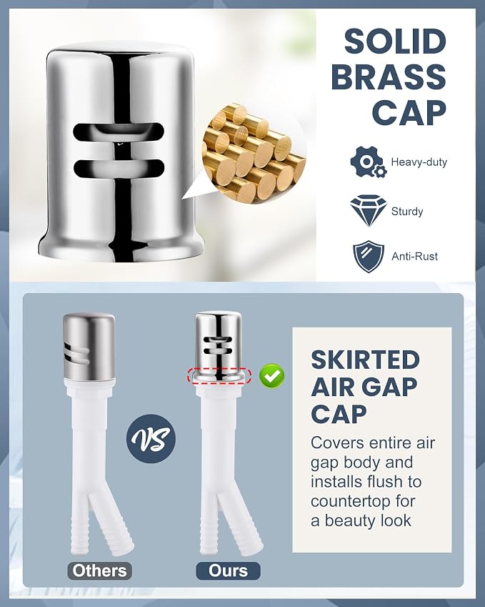 Kitchen Faucet with Air Gap: WOWOW Stainless Steel Kitchen Sink Faucet and Dishwasher Air Gap Kits for Kitchen Sink 2 or 4 Hole, Polished Chrome Kitchen Faucet Combo with Sprayer
