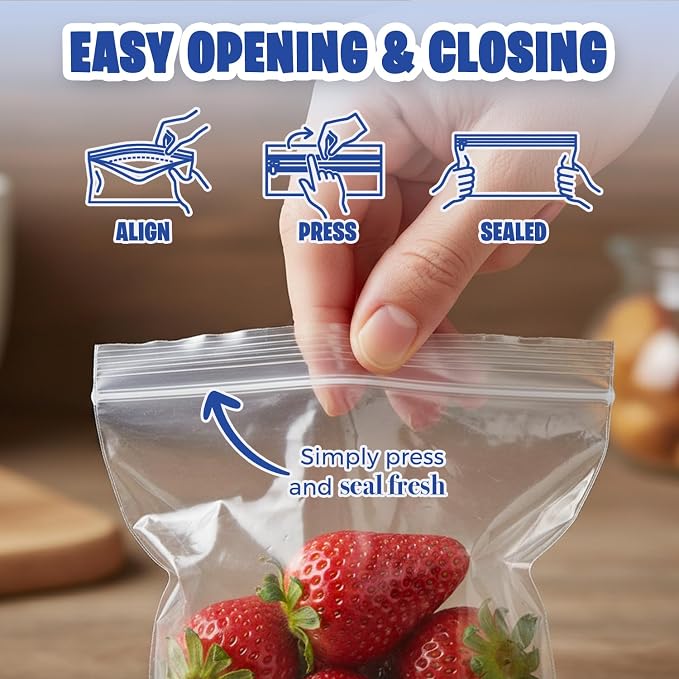Seal Fresh 2 x 2 Inch Resealable Plastic Bags 1000 Pack — Clear Reclosable Mini Bags with Zipper Seal for Jewelry, Beads, Small Parts, Crafts, Hardware