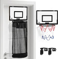 Basketball Hamper, 2-in-1 Wooden Laundry Basket for Boy/Teens/Bedroom | Hanging Dirty Clothes Storage Hamper with Basketball Hoop & Zipper for Space Saving, Over the Door, Dorm Bathroom Use