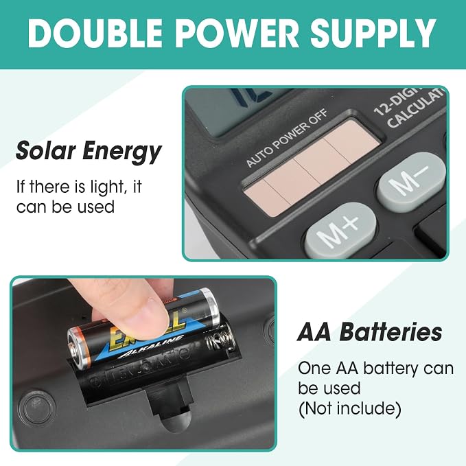 24 Pack Calculator Bulk, 12 Digits Calculators Desktop with Large LCD Display and Sensitive Butto, Solar and Battery Dual Power, Desk Calculator for School, Office, Home