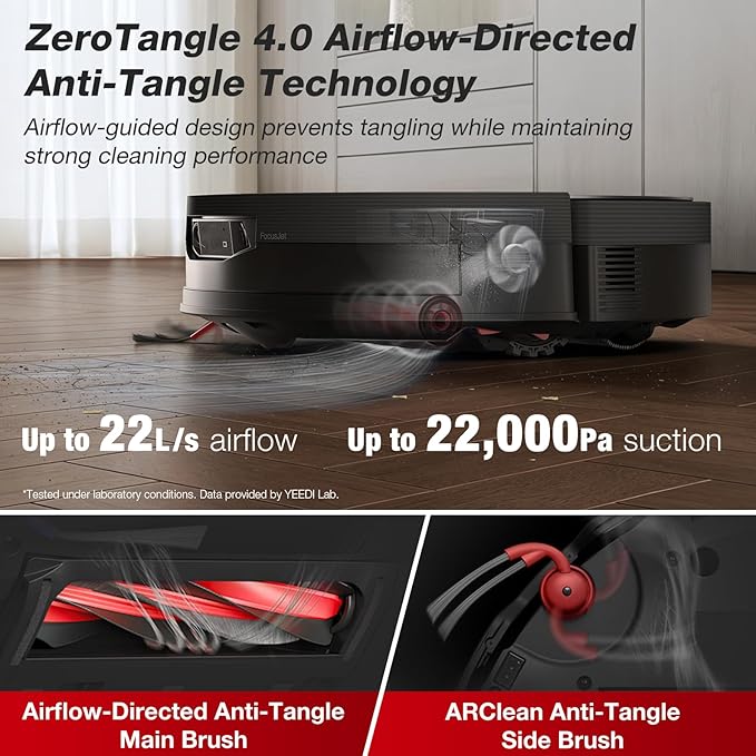 Yeedi S20 Infinity Ultra Robot Vacuum and Mop, FocusJet Stain Pre-Dissolving Tech, Mop Roller Smart Cover, 22000Pa Suction, 145°F Hot Air Dry, PowerBoost Plus Tech, AI Obstacle Avoidance,Omni Station