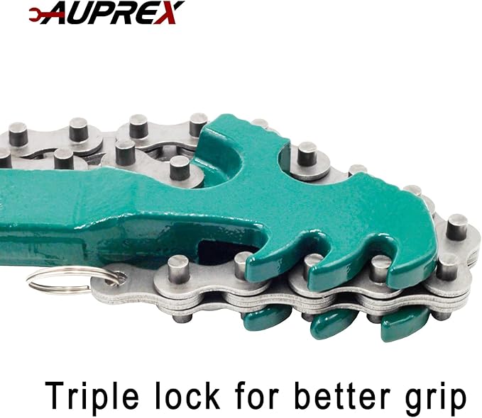 AUPREX 16 Inch Sturdy Adjustable Heavy Duty Ratcheting Chain Oil Filter Wrench Reversible Chain Style Pipe Fitter Wrench With Multi-Purpose Compatible With Max 8 Inch Diameter