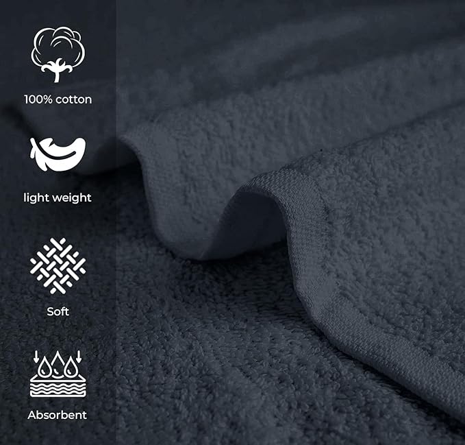 Avalon Towels Salon Towel - Grey Hand Towels Bulk Pack of 24 - 100% Cotton Absorbent Spa, Facial & Gym Towel for Working Out - 16x27 Inches (Not Bleach Proof)