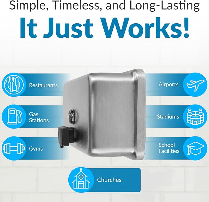 Bobrick Surface-Mounted Soap Dispenser - Satin-Finish Stainless Steel, 40-fl oz Capacity, Manual Liquid Soap Dispenser with Low Soap Indicator, Top Fill, Vandal-Resistant, Wall-Mounted Design (B-2112)