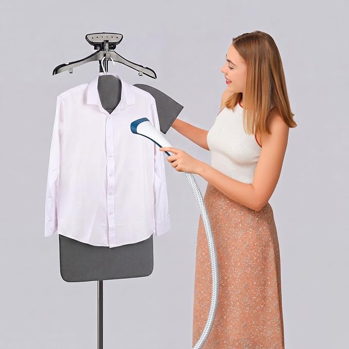 Foldable Steam Board with Ironing Glove Storage Bag 36" x 16" Foldable Steam Board 360° Rotating Hook for High Pressure Clothes Steaming Standing Steamer Home Travel Use (Pepper Black)
