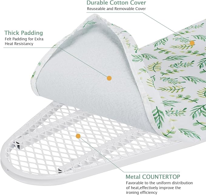 SheeChung Wall Mounted Ironing Board 36"X12",Foldable Ironing Board,Yellow | Removable Cotton Cover and Pad,Fold Down Ironing Board,Steel Mesh,Easy-Release Lever,Fits for Small Space Laundry Apartment