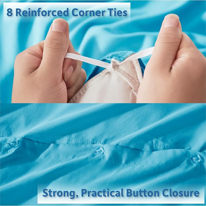 Nestl Bright Blue Duvet Cover King Size - Soft Double Brushed King Duvet Cover Set, 3 Piece, with Button Closure, 1 Duvet Cover 104x90 inches and 2 Pillow Shams