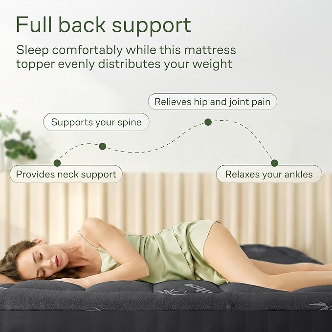 Niagara Sleep Solution Ultra Soft Twin XL Size Mattress Topper - Rayon Derived from Bamboo Pillow Top Mattress Pad for Back Pain Relief - Naturally Cooling for Hot Sleepers, Dark Gray