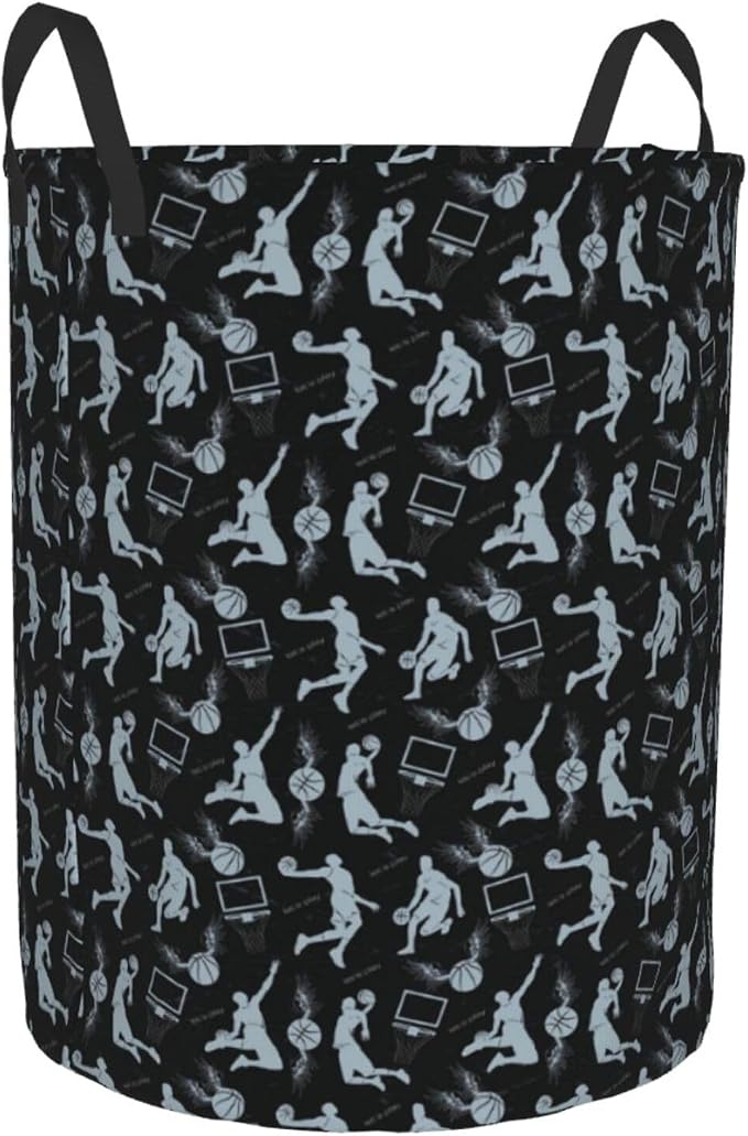 Basketball Net Dribble Jump Shot Laundry Hamper Laundry Basket Circular Hamper Dirty Clothes Storage with Handles